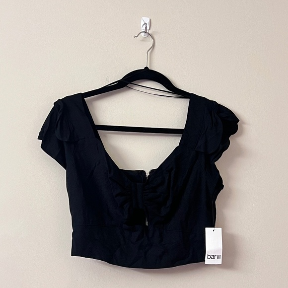 BAR III Island Breeze Black Ruffle Crop Top US 6 - Picture 1 of 2
